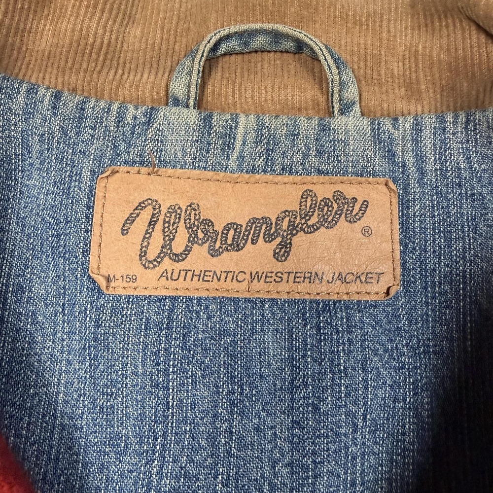 Wrangler Jacket Mens XL Blue Denim Corduroy Collar Lined Western Ranch Coat - Picture 3 of 13